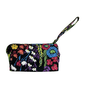 VERA BRADLEY Black Floral Credit Card Zipper Wristlet Wallet, NEW Without Tags